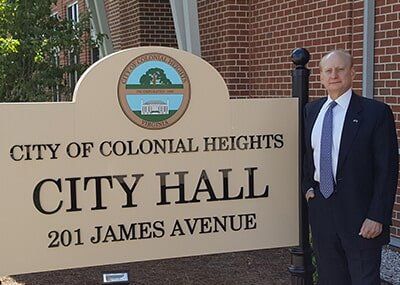 John T. Wood outside Colonial Heights City Hall