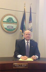 John T. Wood seated at the Colonial Heights City Council dais